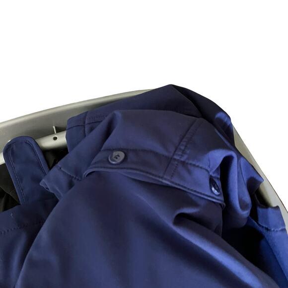 London Fog Blue Hooded Belted Zip Front Jacket - L (2848) - Picture 8 of 8